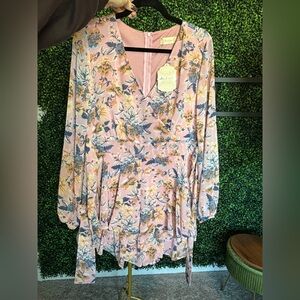 Altar'd State Floral Pink and Blue Romper